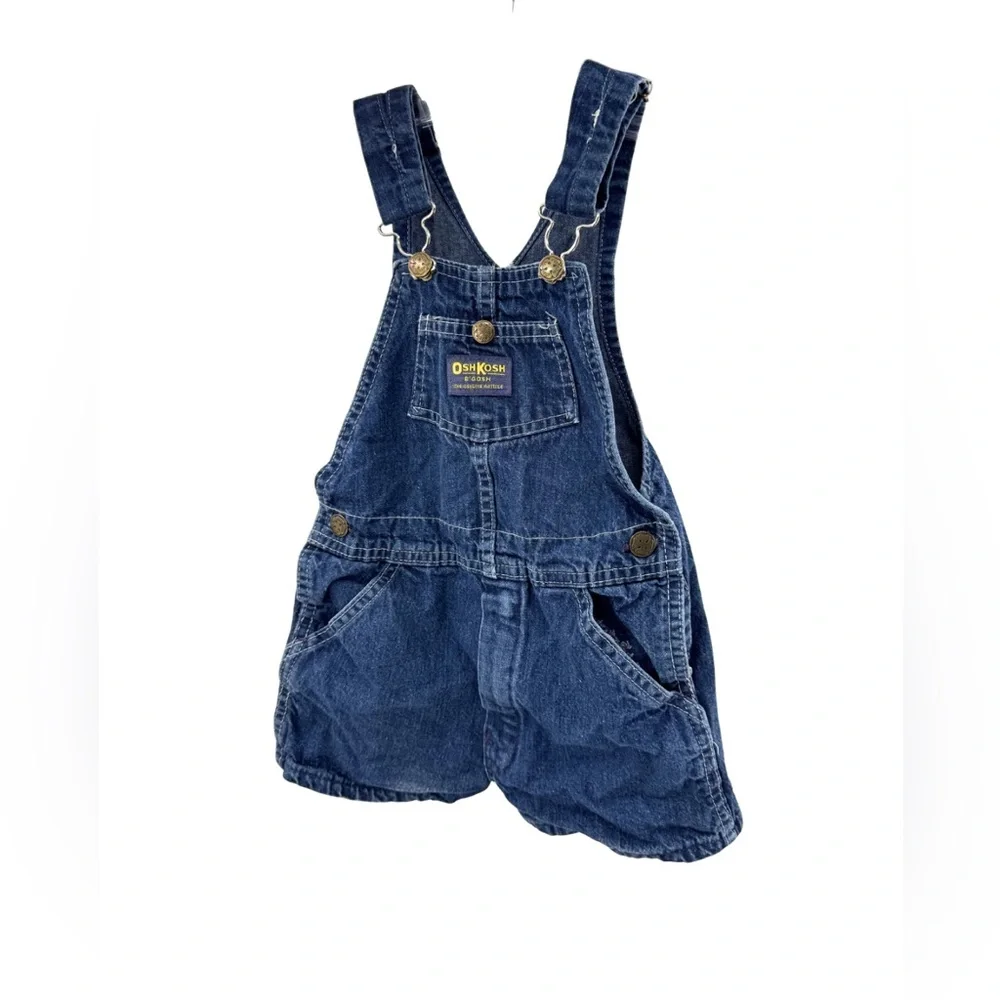 OshKosh B'gosh Denim Overalls shorts unisex 7 summer cotton made in USA kids